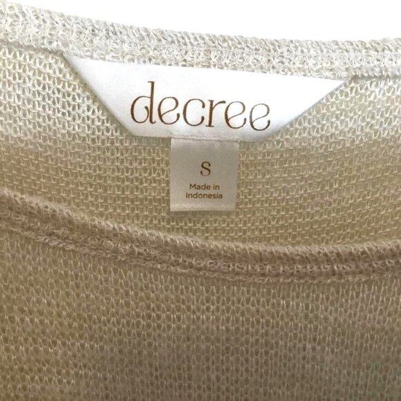 Decree Womens Beige Lightweight Knit Sheer Sweater Pleated Flowly Back Panel - Picture 7 of 9